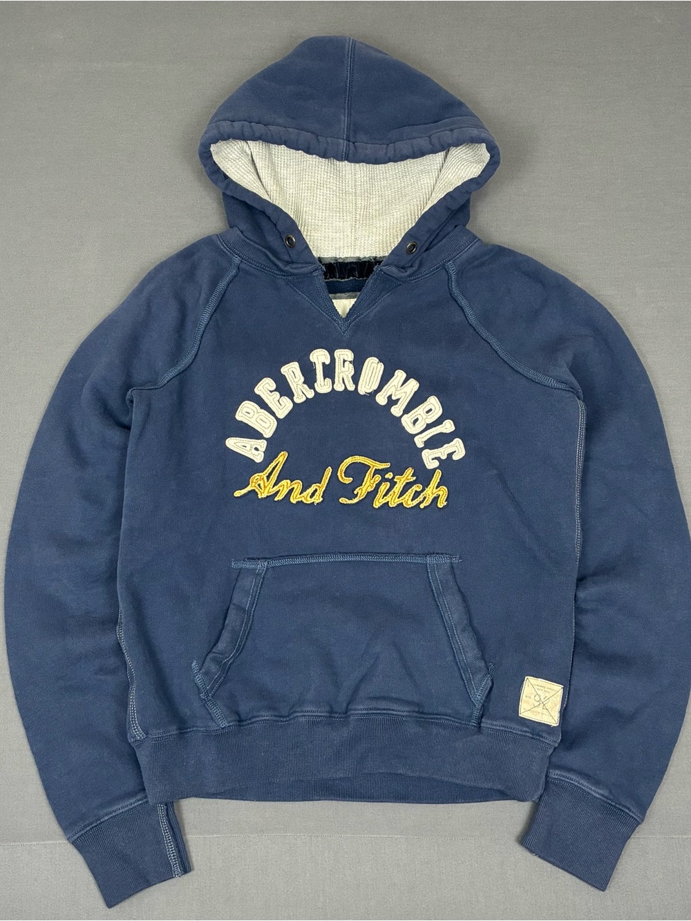 Y2K Abercrombie & Fitch Navy Blue Thermal Lined Pullover Hoodie Men’s Small